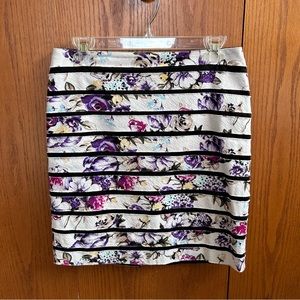WHBM Striped floral skirt
